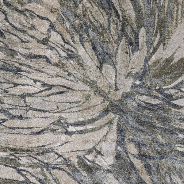 Homeroots 10' Artistic Abstract Area Rug – Stain Resistant, Durable, Boho Style For Cozy Home Decor Gray,Green,Ivory Polypropylene Blend 617223