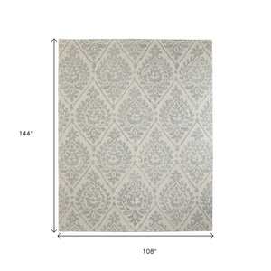 HomeRoots 10' Ivory and Gray Floral Hand-Tufted Area Rug - Timeless Elegance and Durable Comfort for Your Home 9' X 12' 617225