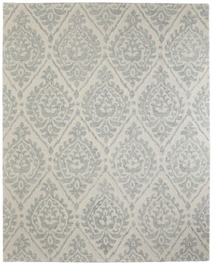 Homeroots 10' Hand Tufted Floral Area Rug - Stain Resistant, Unique Wool Blend Design For Modern Spaces Ivory,Gray Wool Blend 617225