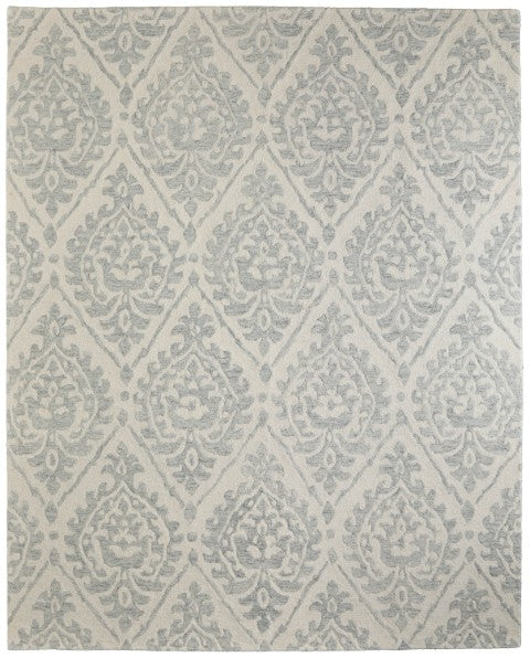 Homeroots 10' Hand Tufted Floral Area Rug - Stain Resistant, Unique Wool Blend Design For Modern Spaces Ivory,Gray Wool Blend 617225
