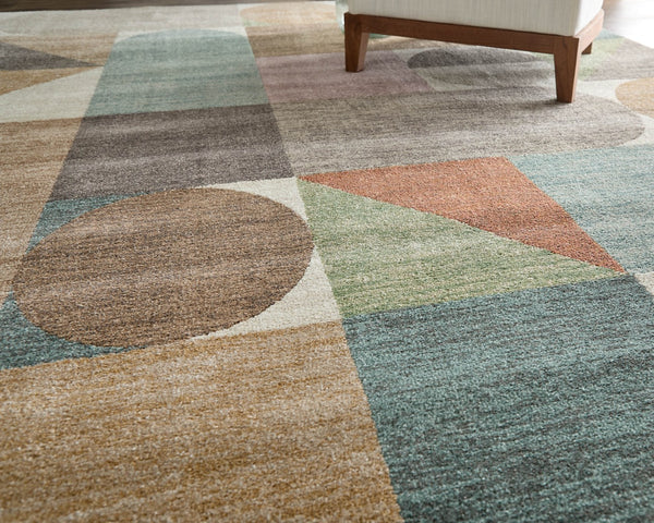 Homeroots 10' X 13' Stylish Checkered Area Rug - Durable, Stain-resistant, Perfect For Homes With Kids & Pets Ivory,Brown,Blue Polypropylene Blend 617226