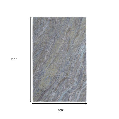 Homeroots 10' Hand-tufted Abstract Area Rug – Unique Artisan Craftsmanship For Cozy, Stylish Home Décor Blue,Green,Gray Wool Blend 617230