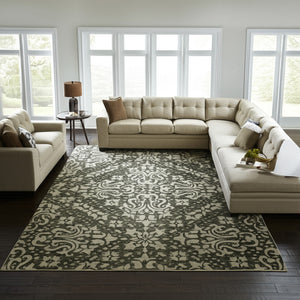 Homeroots 10' Stunning Floral Hand-tufted Area Rug – Unique Wool Blend For Comfort, Style & Stain Resistance Ivory,Green Wool Blend 617232