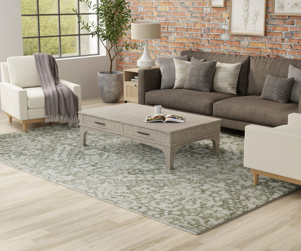 Homeroots 10' Stunning Floral Hand-tufted Area Rug – Unique Wool Blend For Comfort, Style & Stain Resistance Ivory,Green Wool Blend 617232