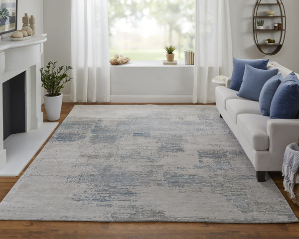 Homeroots 10' Hand Tufted Abstract Area Rug - Unique Artisan Crafted Design For Style And Comfort In Any Room Gray,Taupe,Blue Wool Blend 617233