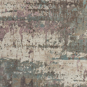 Homeroots 10' X 13' Abstract Distressed Area Rug - Durable, Stain Resistant, Perfect For Homes With Kids & Pets Ivory,Blue,Purple Polypropylene Blend 617235