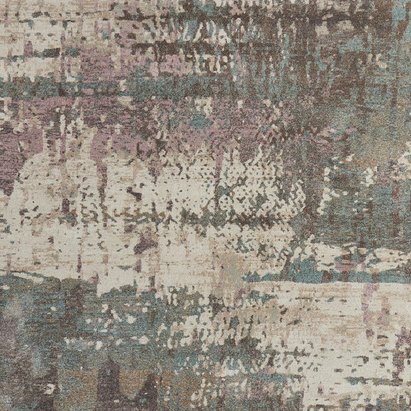Homeroots 10' X 13' Abstract Distressed Area Rug - Durable, Stain Resistant, Perfect For Homes With Kids & Pets Ivory,Blue,Purple Polypropylene Blend 617235