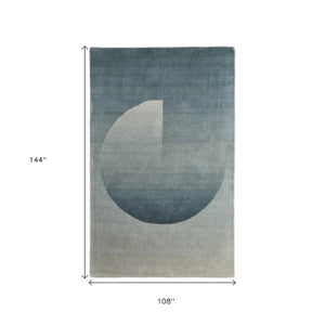 Homeroots 10' X 14' Geometric Hand-tufted Area Rug – Artisan-crafted, Stain Resistant, Perfect For Family Spaces Blue,White Wool Blend 617237