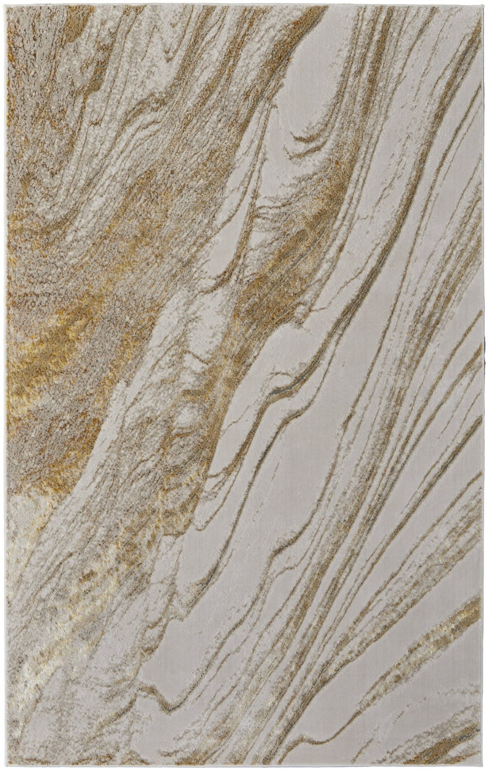 HomeRoots 9' X 12' Elegant Ivory Taupe Gold Abstract Area Rug - Soft, Durable, Modern Décor for Any Room 617238