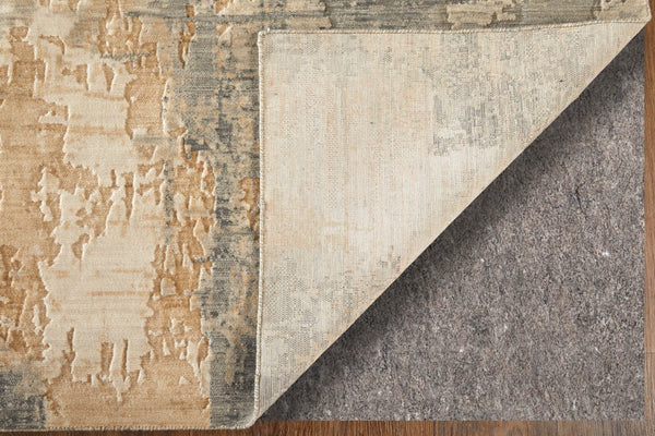 Homeroots 10' X 14' Abstract Distressed Area Rug - Stain Resistant, Premium Wool Blend For Stylish Comfort Gray,Tan,Ivory Wool Blend 617239