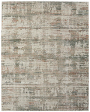 Homeroots 10' Textured Abstract Distressed Area Rug For Kids And Pets - Stain-resistant, Durable, Stylish Home Decor Ivory,Gray,Green Polypropylene Blend 617240