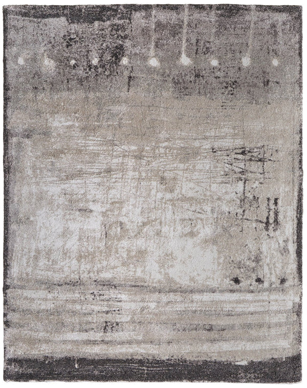 Homeroots 10' X 13' Abstract Distressed Area Rug - Durable, Stain-resistant, Perfect For Homes With Kids & Pets Gray,Ivory,Taupe Polypropylene Blend 617243