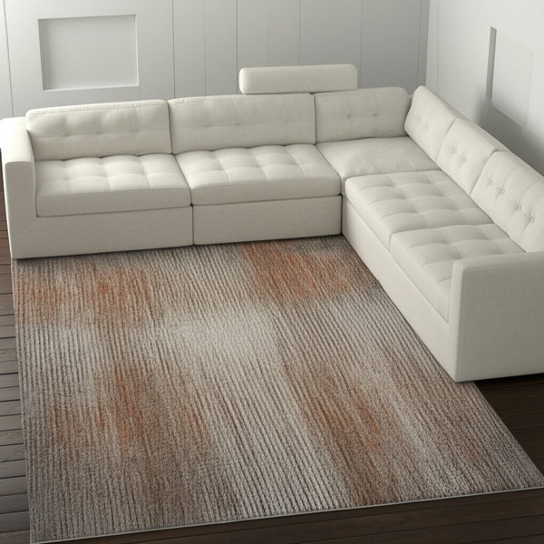 Homeroots 10' Abstract Area Rug - Durable Stain Resistant Design, Perfect For Homes With Kids & Pets! Ivory,Taupe,Pink Polypropylene Blend 617244