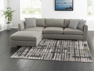 Homeroots 10' Stylish Abstract Distressed Area Rug - Durable, Stain Resistant, Perfect For Homes With Kids & Pets Gray,Black,Ivory Polypropylene Blend 617247