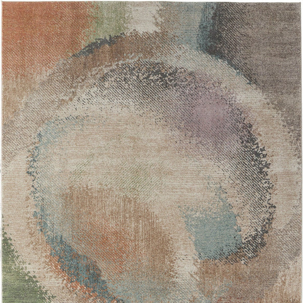 Homeroots 10' X 13' Stylish Abstract Distressed Area Rug - Durable, Stain-resistant, Perfect For Any Space! Brown,Tan,Blue Polypropylene Blend 617249