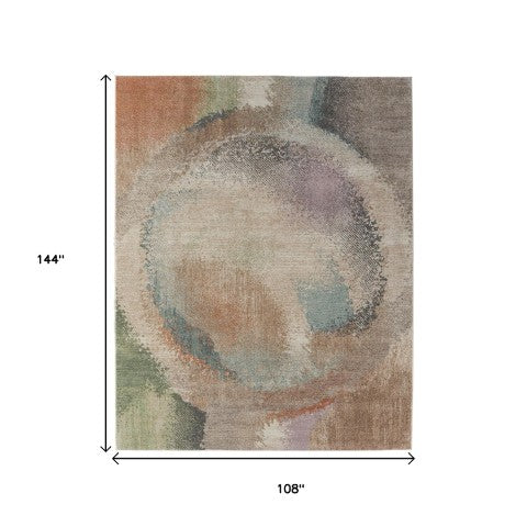 Homeroots 10' X 13' Stylish Abstract Distressed Area Rug - Durable, Stain-resistant, Perfect For Any Space! Brown,Tan,Blue Polypropylene Blend 617249