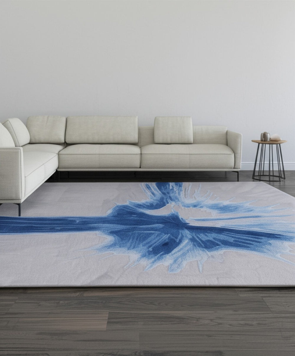 HomeRoots 10' Blue and Gray Abstract Hand-Tufted Area Rug - Modern Artistry for Stylish Living Spaces 9' X 12' 617250