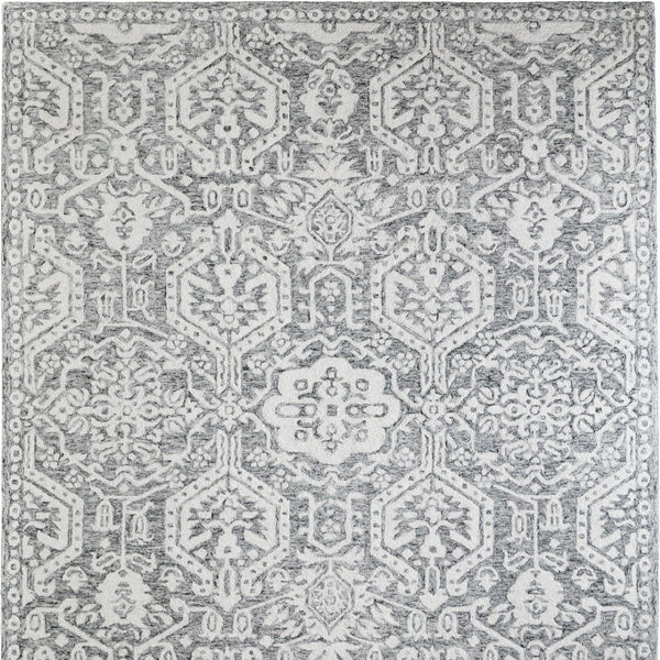 Homeroots 10' Hand-tufted Geometric Area Rug - Unique Wool Blend, Stain Resistant, Perfect For Kids & Pets Gray,White Wool Blend 617251