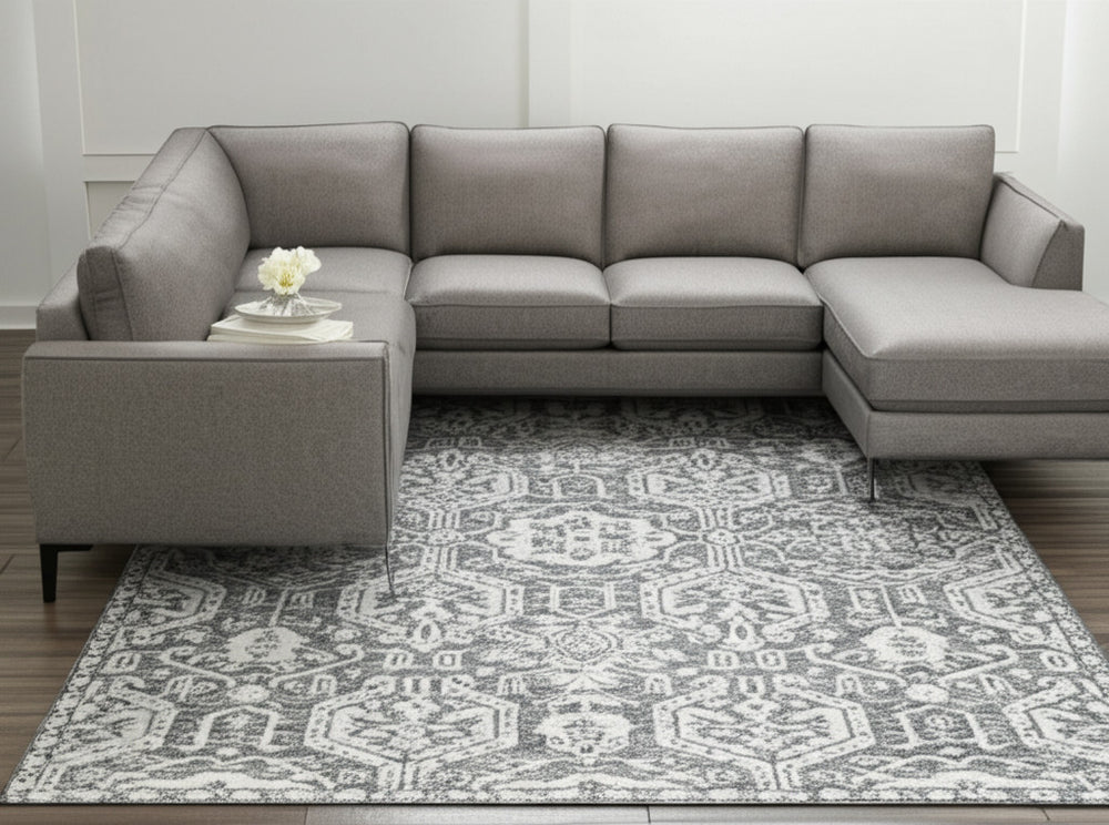 Homeroots 10' Hand-tufted Geometric Area Rug - Unique Wool Blend, Stain Resistant, Perfect For Kids & Pets Gray,White Wool Blend 617251