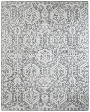 HomeRoots 10' Gray and White Geometric Hand-Tufted Area Rug for a Cozy, Modern Living Space with Stain Resistance 9' X 12' 617251