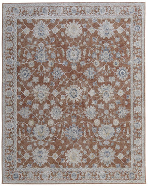 HomeRoots 9' X 13' Bohemian Red Ivory & Blue Floral Area Rug with Fringe - Durable, Stain-Resistant Design! 617253