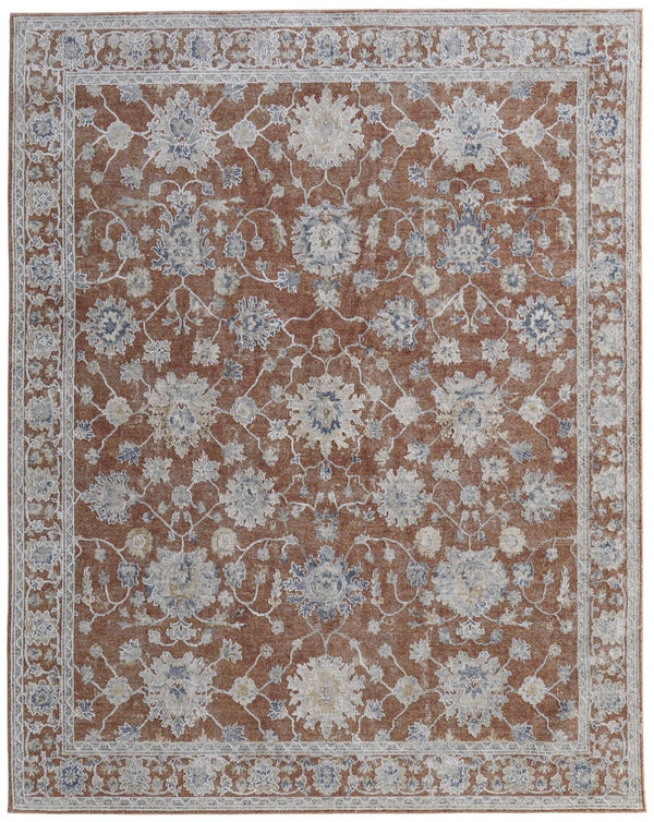 HomeRoots 9' X 13' Bohemian Red Ivory & Blue Floral Area Rug with Fringe - Durable, Stain-Resistant Design! 617253