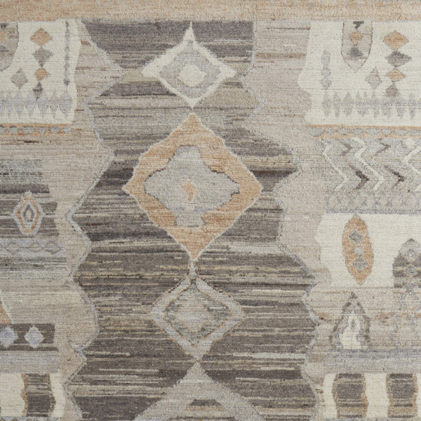 Homeroots 2' Hand Knotted Moroccan Area Rug - Unique Design, Stain Resistant, Perfect For Any Room Decor Ivory,Gray,Orange Wool Blend 617256