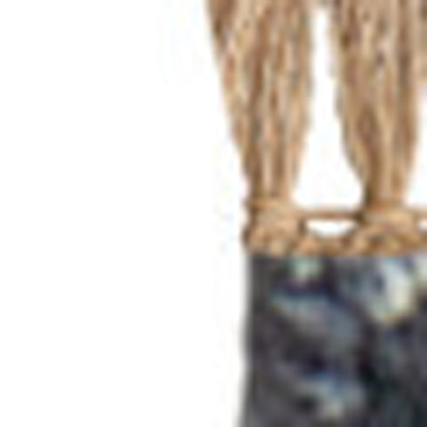 Homeroots 12' Blue And Gray Hand Knotted Runner Rug With Fringe – Stain Resistant, Unique Design For Any Space Blue,Gray Wool Blend 617257