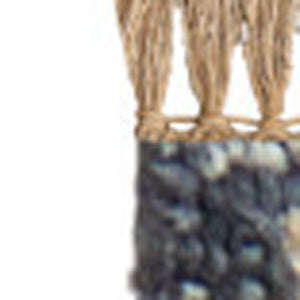 Homeroots 12' Blue And Gray Hand Knotted Runner Rug With Fringe – Stain Resistant, Unique Design For Any Space Blue,Gray Wool Blend 617257