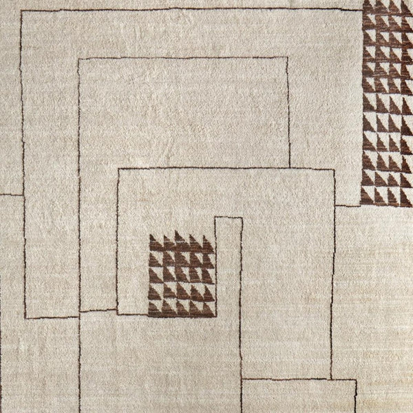 HomeRoots 8' X 10' Ivory and Brown Hand-Knotted Wool Area Rug – Unique Abstract Design for Any Décor Style 617263