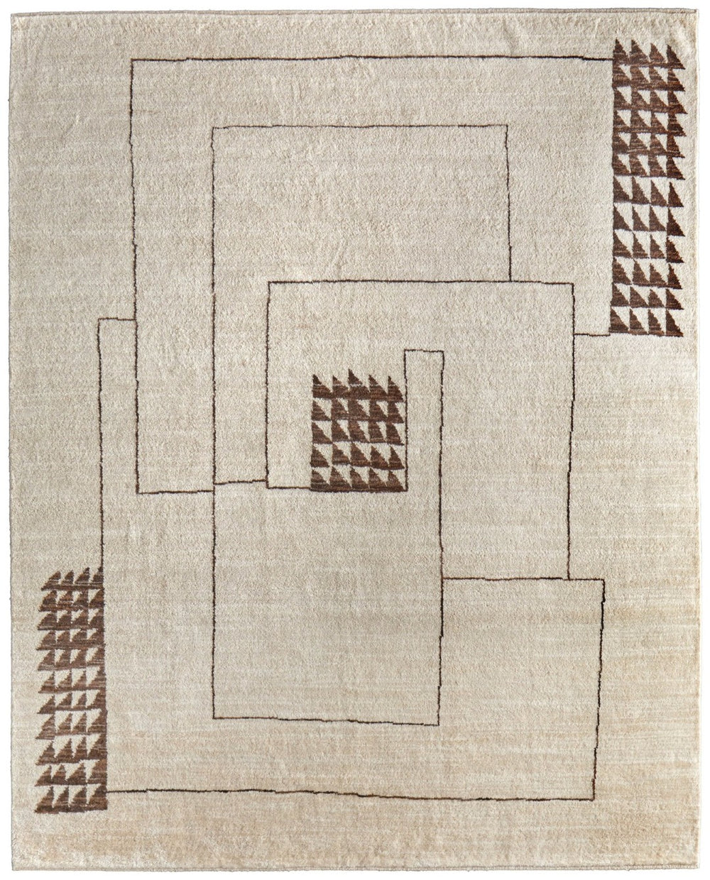 HomeRoots 8' X 10' Ivory and Brown Hand-Knotted Wool Area Rug – Unique Abstract Design for Any Décor Style 617263