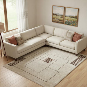 HomeRoots 8' X 10' Ivory and Brown Hand-Knotted Wool Area Rug – Unique Abstract Design for Any Décor Style 617263