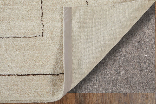 HomeRoots 8' X 10' Ivory and Brown Hand-Knotted Wool Area Rug – Unique Abstract Design for Any Décor Style 617263