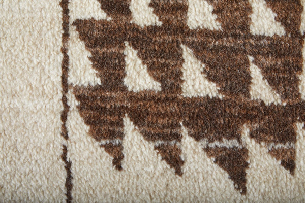 HomeRoots 8' X 10' Ivory and Brown Hand-Knotted Wool Area Rug – Unique Abstract Design for Any Décor Style 617263