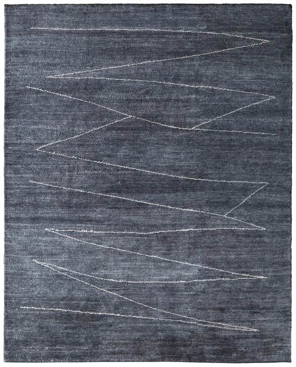 Homeroots 8' X 10' Gray And Ivory Abstract Hand Knotted Distressed Area Rug - Stain Resistant, Unique Style! Gray,Ivory Wool Blend 617264
