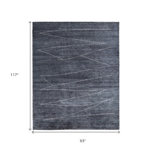 Homeroots 8' X 10' Gray And Ivory Abstract Hand Knotted Distressed Area Rug - Stain Resistant, Unique Style! Gray,Ivory Wool Blend 617264