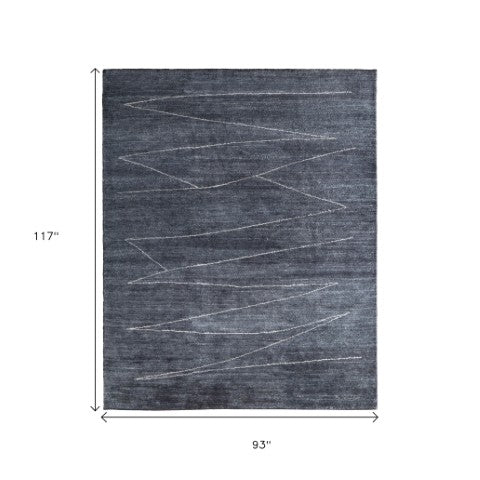 Homeroots 8' X 10' Gray And Ivory Abstract Hand Knotted Distressed Area Rug - Stain Resistant, Unique Style! Gray,Ivory Wool Blend 617264