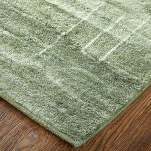 Homeroots 8' X 10' Hand Knotted Green And Ivory Abstract Area Rug - Unique, Stain Resistant, Bohemian Charm! Green,Ivory Wool Blend 617265