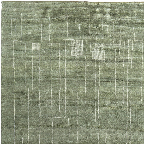 Homeroots 8' X 10' Hand Knotted Green And Ivory Abstract Area Rug - Unique, Stain Resistant, Bohemian Charm! Green,Ivory Wool Blend 617265