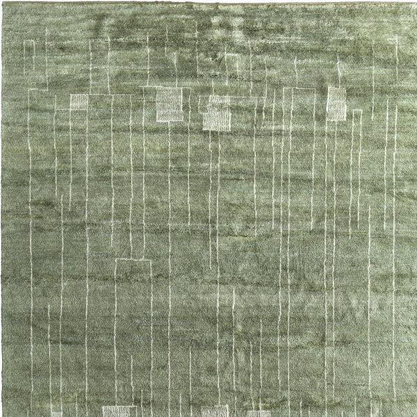 Homeroots 8' X 10' Hand Knotted Green And Ivory Abstract Area Rug - Unique, Stain Resistant, Bohemian Charm! Green,Ivory Wool Blend 617265