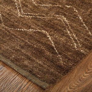 HomeRoots 8' X 10' Stylish Brown and Ivory Wool Abstract Area Rug - Hand-Knotted, Durable, Bohemian Charm 617266