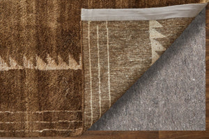 HomeRoots 8' X 10' Stylish Brown and Ivory Wool Abstract Area Rug - Hand-Knotted, Durable, Bohemian Charm 617266