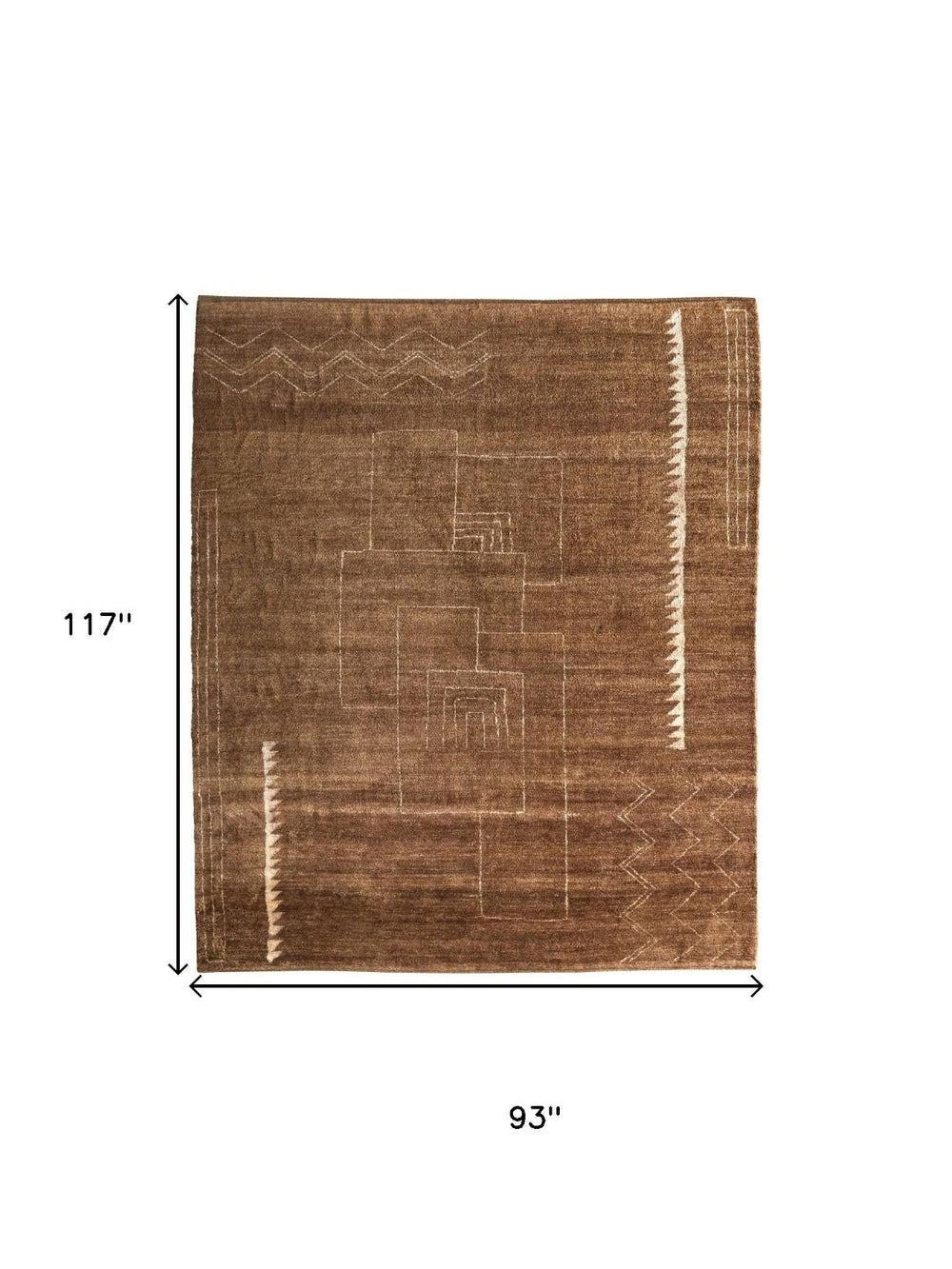 HomeRoots 8' X 10' Stylish Brown and Ivory Wool Abstract Area Rug - Hand-Knotted, Durable, Bohemian Charm 617266