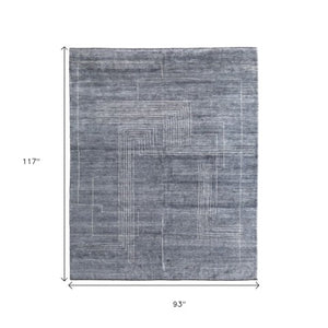 Homeroots 8' X 10' Gray And Ivory Abstract Hand Knotted Area Rug - Stylish, Stain Resistant, Unique Bohemian Design Gray,Ivory Wool Blend 617267