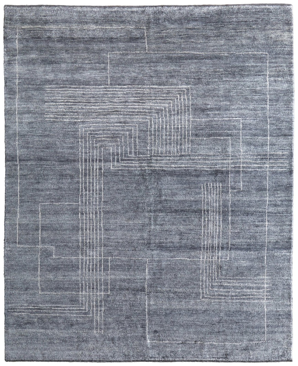 HomeRoots 8' X 10' Hand-Knotted Gray and Ivory Abstract Area Rug - Cozy, Durable, and Stylish for Any Space! 617267