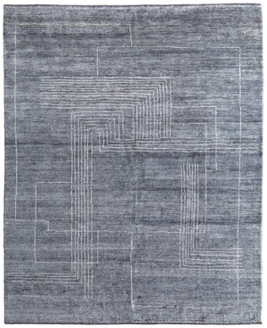 HomeRoots 8' X 10' Hand-Knotted Gray and Ivory Abstract Area Rug - Cozy, Durable, and Stylish for Any Space! 617267