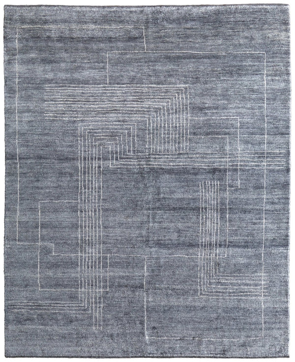 HomeRoots 8' X 10' Hand-Knotted Gray and Ivory Abstract Area Rug - Cozy, Durable, and Stylish for Any Space! 617267