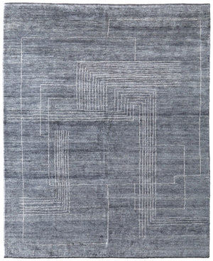 Homeroots 8' X 10' Gray And Ivory Abstract Hand Knotted Area Rug - Stylish, Stain Resistant, Unique Bohemian Design Gray,Ivory Wool Blend 617267