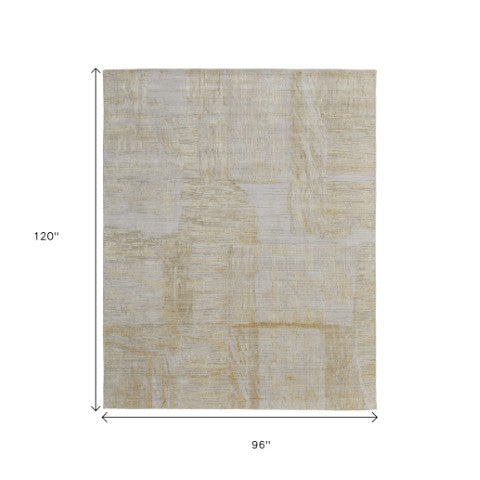 Homeroots 8' X 10' Hand Woven Abstract Area Rug In Yellow, Ivory & Gold - Unique Artisan Crafted Luxury Accent Yellow,Ivory,Gold Wool Blend 617268