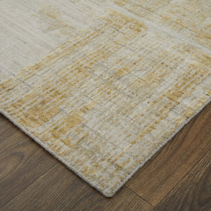 Homeroots 8' X 10' Hand Woven Abstract Area Rug In Yellow, Ivory & Gold - Unique Artisan Crafted Luxury Accent Yellow,Ivory,Gold Wool Blend 617268